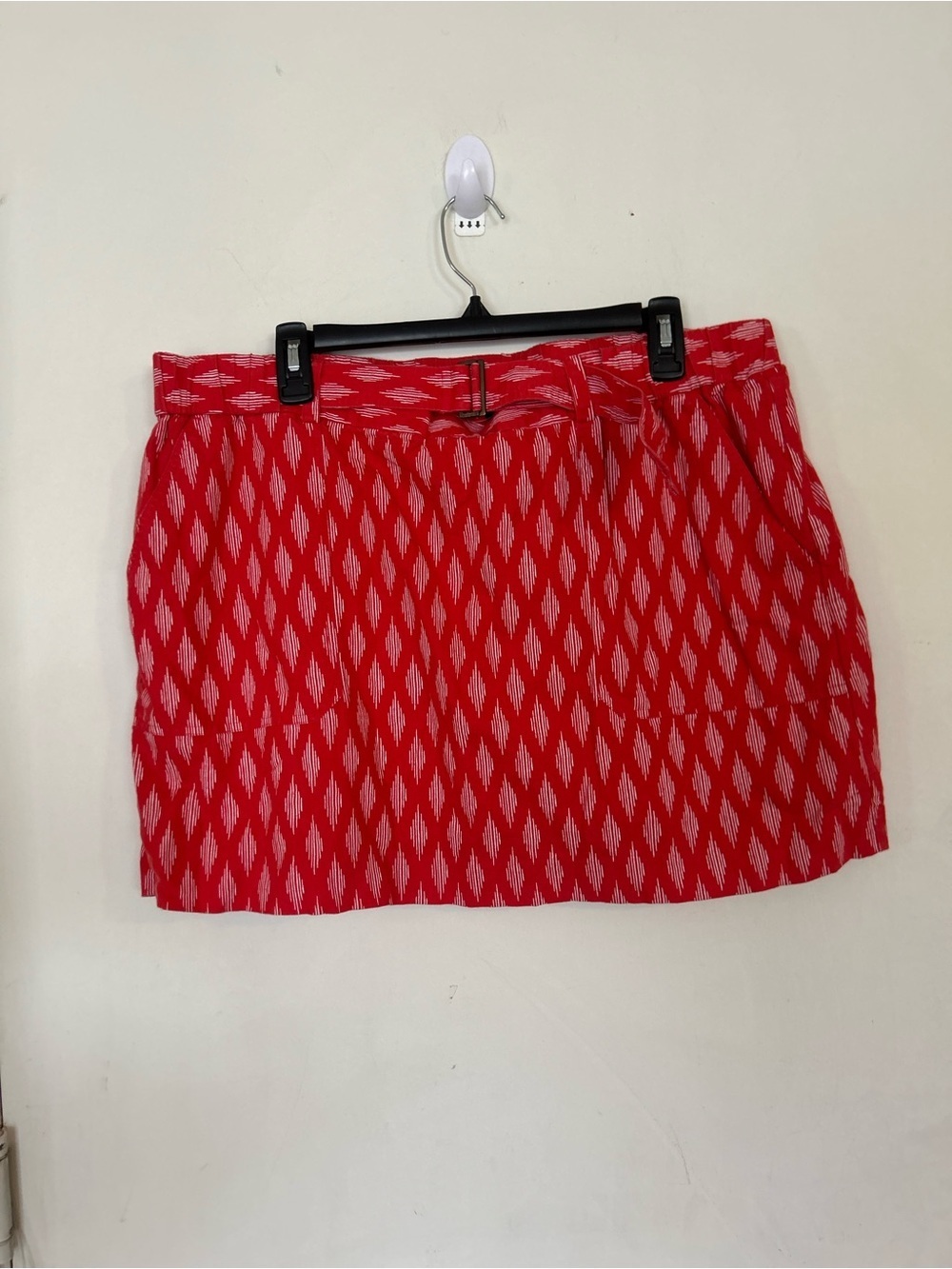 NWOT Banana Republic XL Red &White Pull On Skirt Linen/Cotton